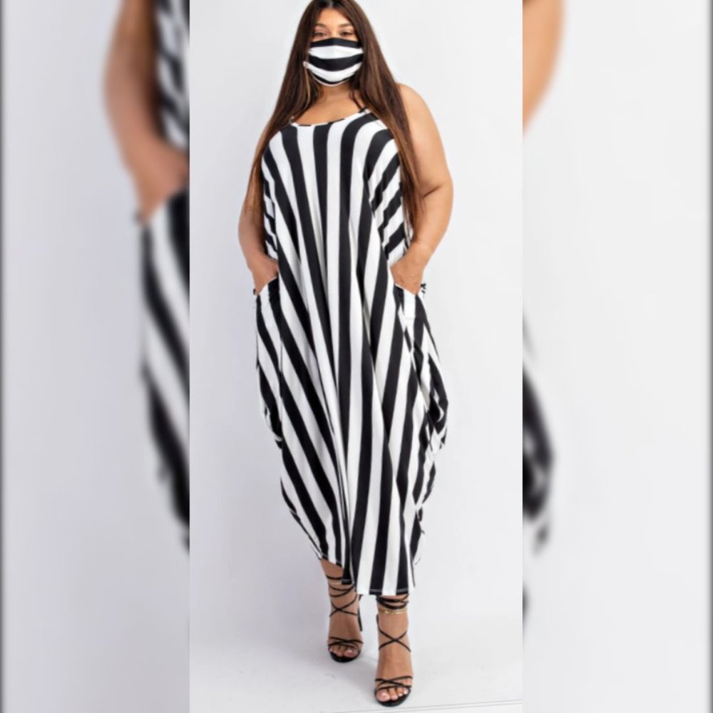 VERTICAL STRIPE MAXI DRESS SET